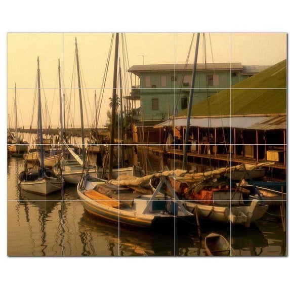 Boat Ship Ceramic Tile Mural Kitchen Backsplash Bathroom Shower, 404224-M54