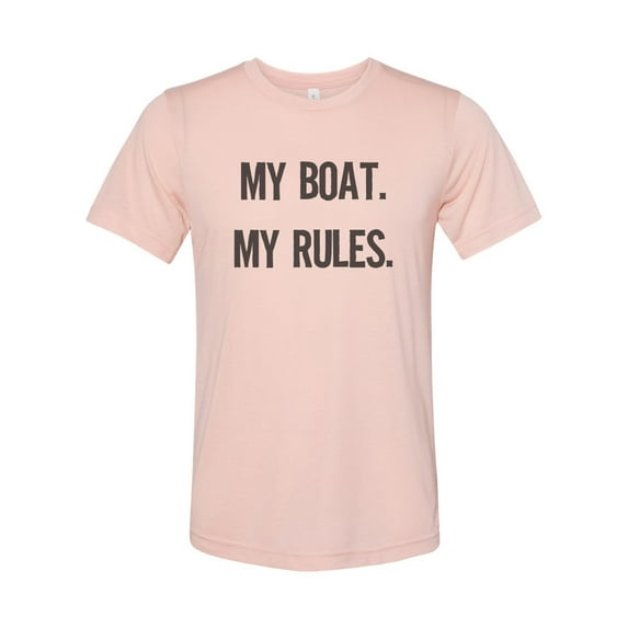 "Boat Shirt, My Boat My Rules, Fishing Apparel, Fishing Tshirt, Sublimation T, Fisherman Shirt, Dad Shirt, Hunting And Fishing, Captain Shirt, Peach, SMALL"