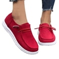 thumbnail image 1 of Boat Shoes for Women Lightweight Casual Slip on Loafers Comfortable Soft Sole Walking Shoes Moccasins Driving Shoes Red Size 6, 1 of 5