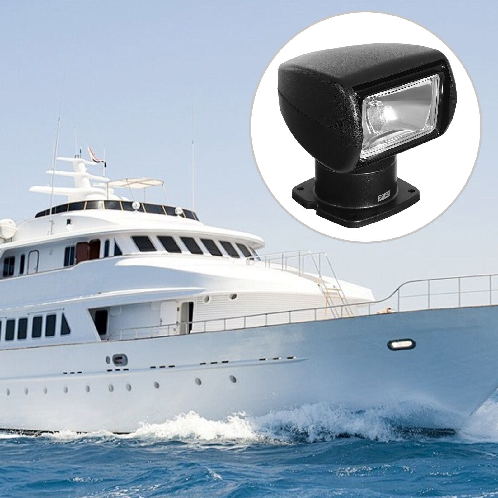 Boat Spotlight Boat Search Light Electric Corded DC12V 100W Black Boat Search Light, Boat Remote Control Spotlight
