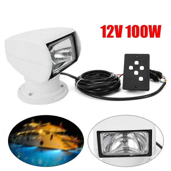 Boat Spotlights, 100W Remote Control Spotlights for Boat Truck, Boat Search Lights Marine Boat Search Lights Marine 360 Rotate Halogen Searchlight Spotlight Searchlight 12V