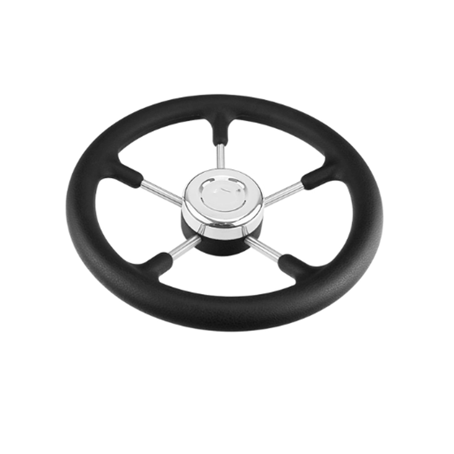 Boat Stainless Steel Steering Wheel with Black Foam Grip ,Saltwater-Proof Coating