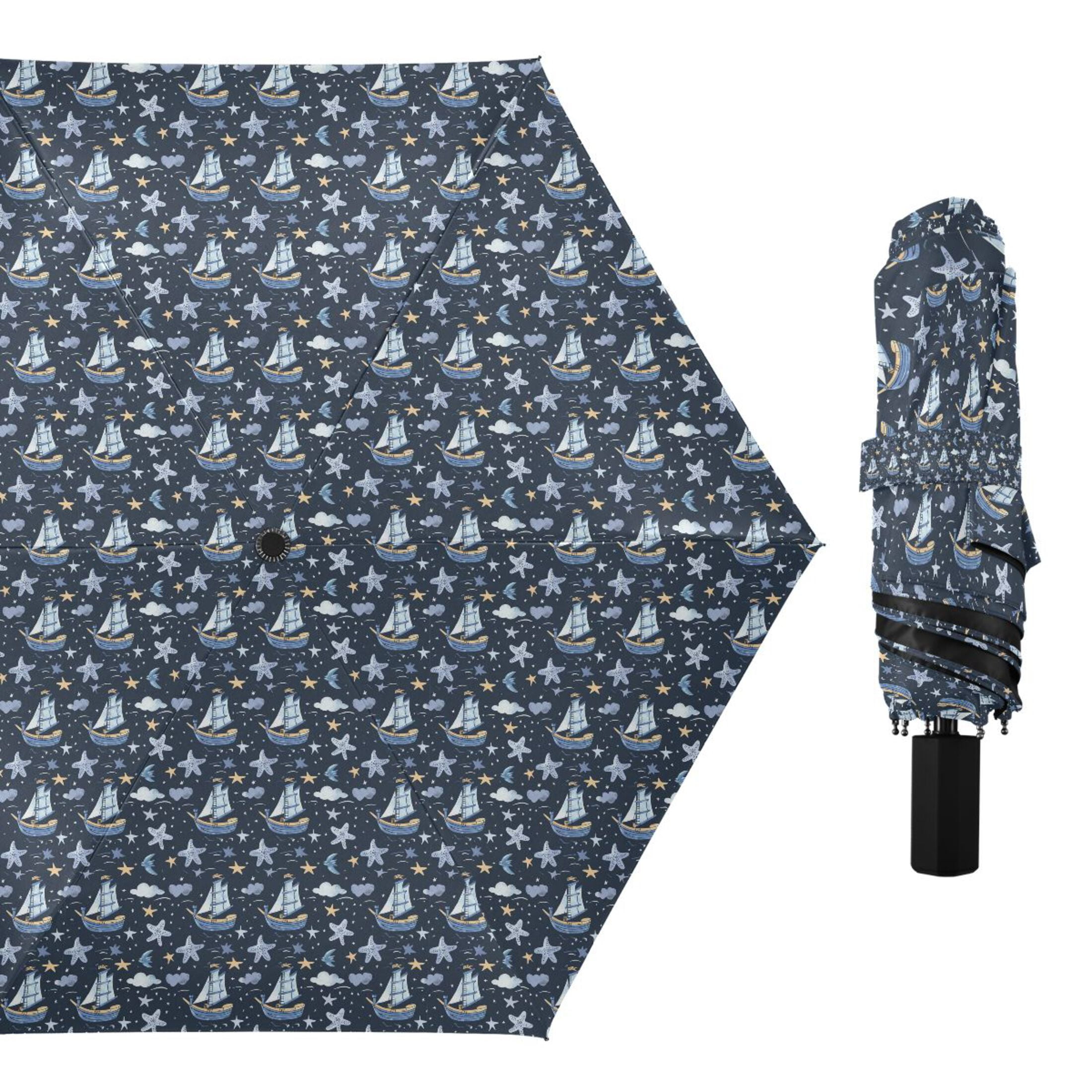 Boat Star Starfish Compact Sun Umbrella Windproof Travel Umbrellas for Rain Strong Portable UV Protection