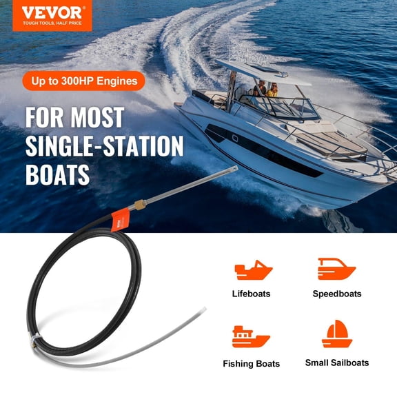 Boat Steering Cable,17 Feet Outboard Marine Rotary Steering Cable,1/2 Ton High Tensile Strength,Replacement Steering Cable Compatible with Most Single-Station Outboard Steering Systems