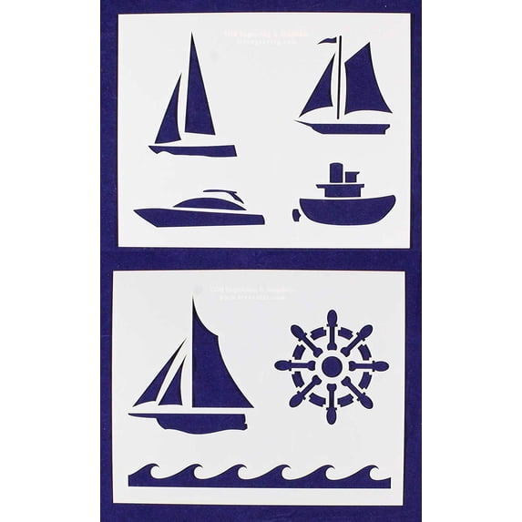 Boat Stencils Mylar 2 Pieces of 14 Mil 8 X 10 Inches - Painting /Crafts/ Templates