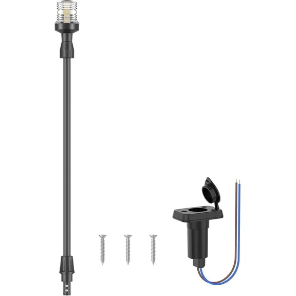Boat Stern Lights, Telescoping Pole  LED Anchor Light with Base,  Adjustable  Navigation Lighting for Pontoon, Yacht, Bass, and Fishing Boats
