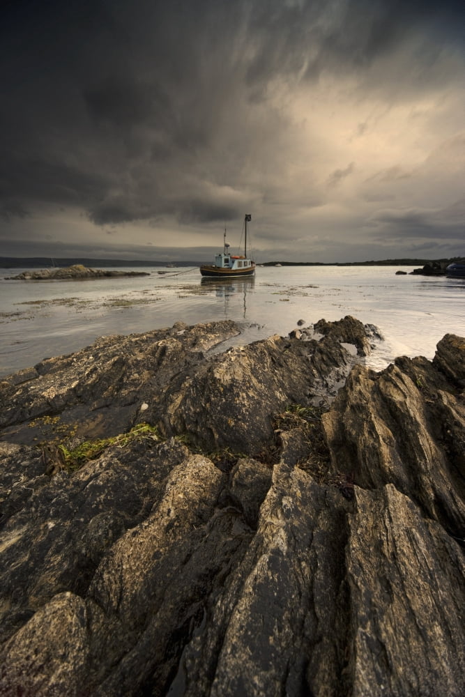 Boat Storm Clouds Canvas Art - John Short Design Pics (24 x 38)