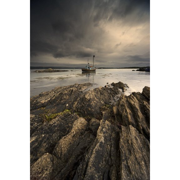 Boat Storm Clouds Canvas Art - John Short Design Pics (24 x 38)