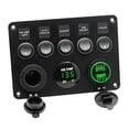 thumbnail image 1 of Boat Switch Panel Car Switch Panel Waterproof Digital Voltmeter Dual USB Port Outlet Combination Marine LED Rocker Red, 1 of 6