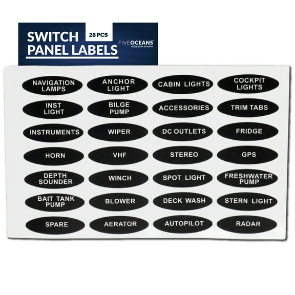 Boat Switch Panel Labels, Marine Boat Dash Board Instruments Decal, Rocker Switch Circuit Panel Sticker, 28 Pcs per Sheet, for Boats, RVs, Caravans - FO3929