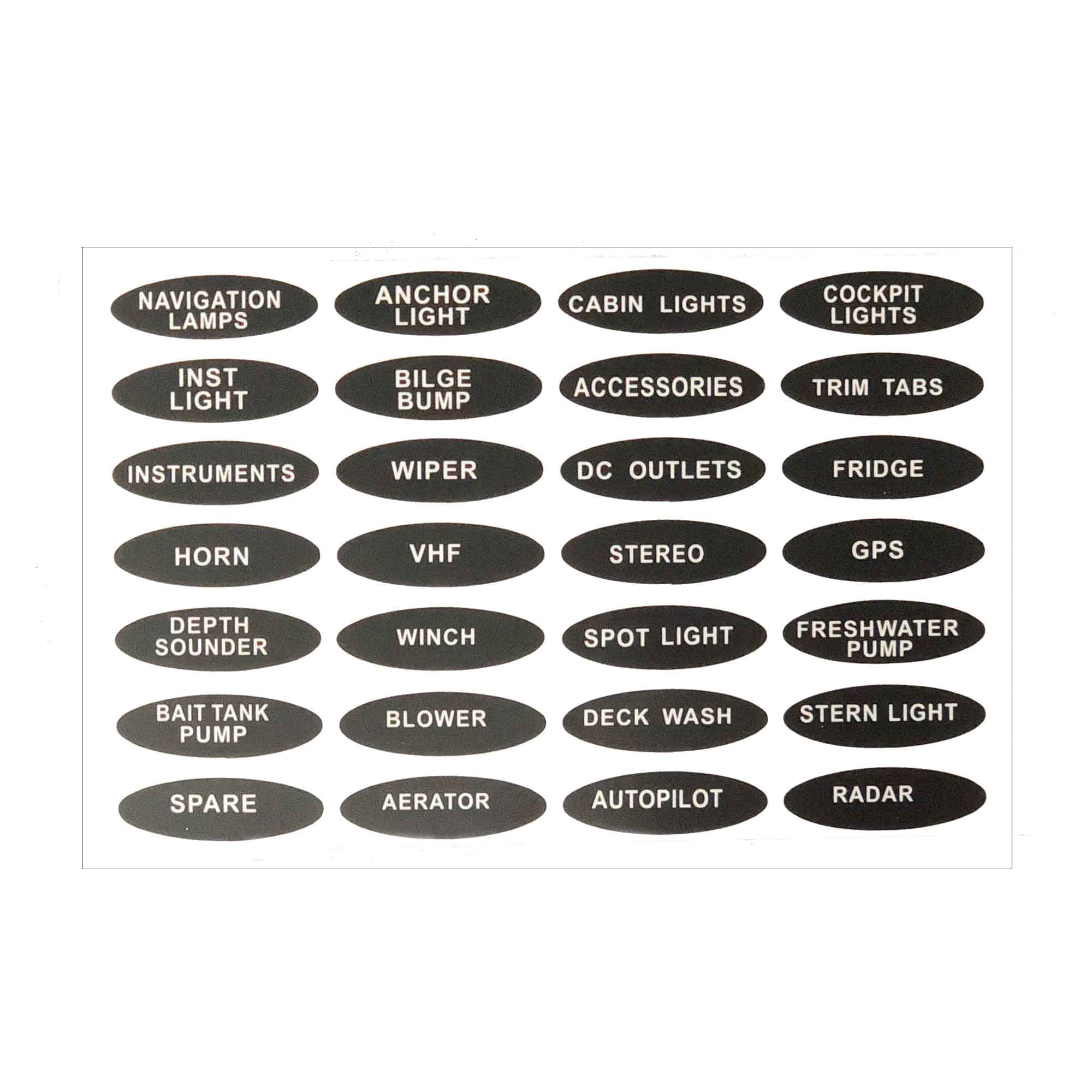 Boat Switch Panel Labels, Marine Boat Dash Board Instruments Decal