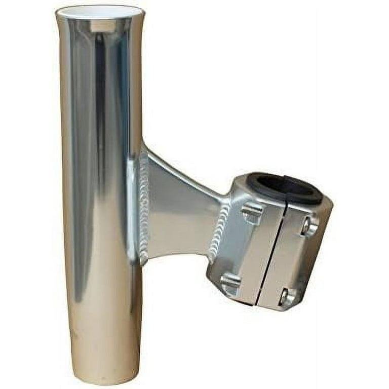 Boat T-TOP Rod Holder / Clamp-On Rod Holder - Silver Aluminum - Vertical  Mount - Fits 1 To 2 O.D. Pipe 