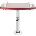 thumbnail image 1 of Boat Table, RV Table Top with 4 Cup Holders & Adjustable Height 22-28 Inch, Solid Wood Marine Table Removable Pedestal Base for Pontoon, Yacht, Caravan, Indoor RV Use, 1 of 9