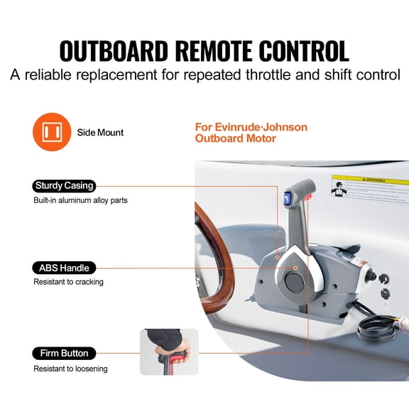 Boat Throttle Control,5006180 Side-Mounted Outboard Remote Control Box for Evinrude Johnson,Marine Throttle Control Box with Power Trim Switch&Lanyard