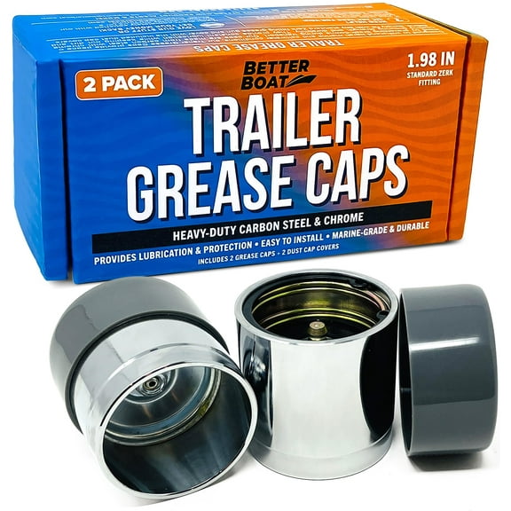 Boat Trailer Bearing Dust Cap Trailer Axle Grease Cap Trailer Grease Cap Covers Grease Caps for Trailer Hubs Wheel Bearing Cap Protectors 2 Pack 1.98" Caps Lube Cover