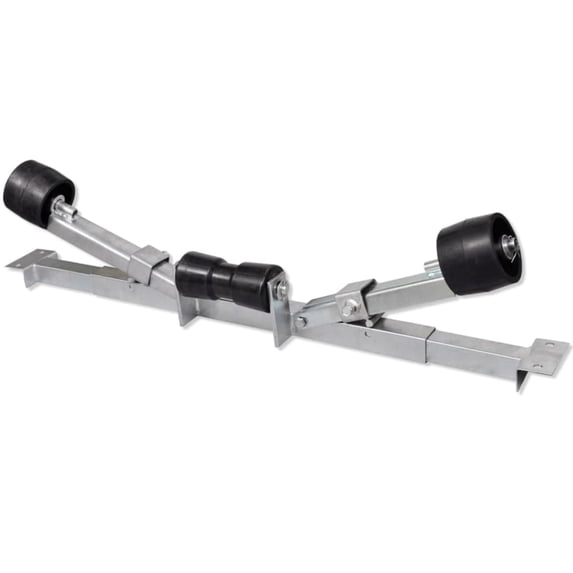 vidaXL Silver Steel Boat Trailer Bottom Support Bracket with Keel Rollers