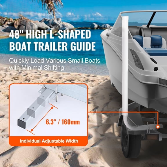 Boat Trailer Guide 48 Inch Adjustable Trailer Guide Poles 2PCS High Hardness Steel Trailer Guide Ons with PVC Pipes for Ski Boat Fishing Boat or Sailboat Trailer