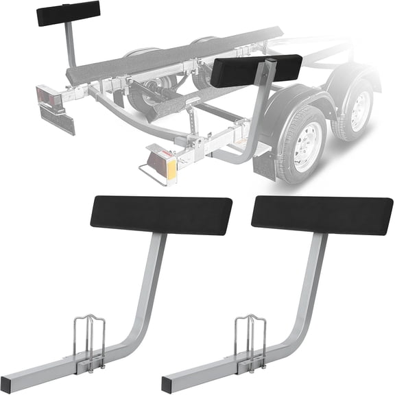Boat Trailer Guide Bunks - 20 Inch Carpeted Tilt Side Boards with 2 FT Guide Kit for Beam Box and C Channel Trailers