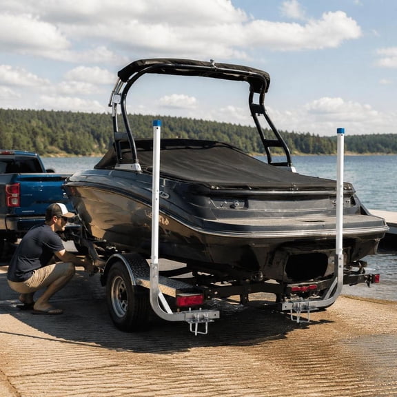 Boat Trailer Guide Poles, 30.5 In/47.5 In Adjustable Steel Guide-Ons with PVC Pipes, 2 Pieces for Ski Boats and Small Sailboats