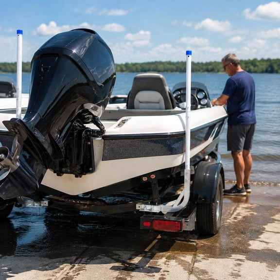 Boat Trailer Guide Poles, 30.5 In/47.5 In Adjustable Steel Guide-Ons with PVC Pipes, 2 Pieces for Ski Boats and Small Sailboats