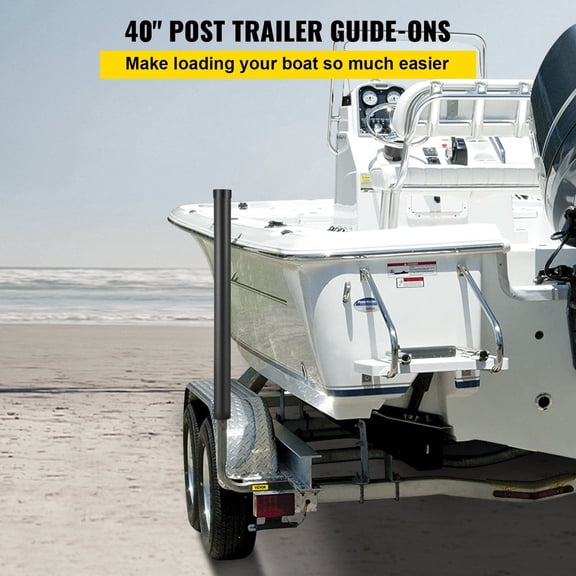Boat Trailer Guide-ons,40",2PCS Rustproof Galvanized Steel Trailer Guide ons,Trailer Guides with Black PVC Pipes,Mounting Parts Included,for Ski Boat,Fishing Boat or Sailboat Trailer