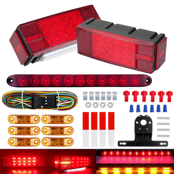Boat Trailer Lights, Trailer Lights LED Kit, Boat Trailer Lights LED Submersible Kit, Waterproof Boat Trailer Light Kit with 29FT Trailer Wiring Harness