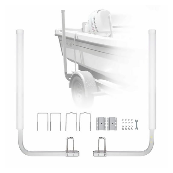 Boat Trailer Rails 43' Adjustable, 2PCS Galvanized Steel Trailer Poles with PVC Pipes for Ski, Fishing, Sailboat - Loading & Transport