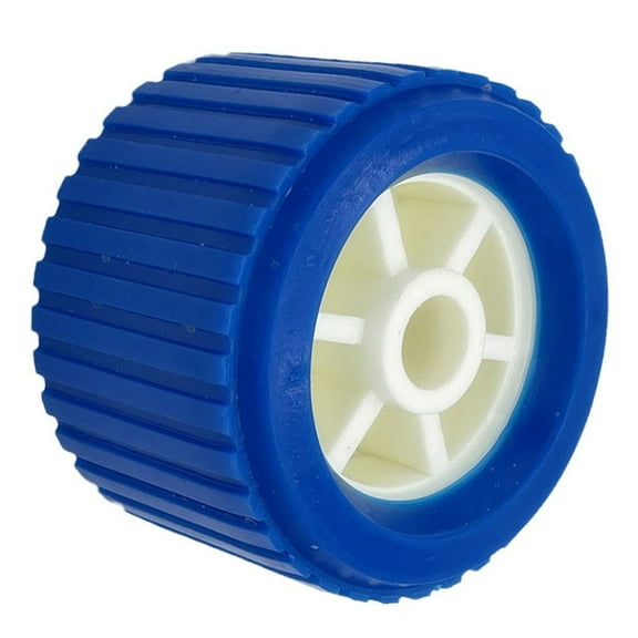 Boat Trailer Ribbed Wobble Roller 108x75x19mm Blue Plastic EVA Wheel for Yacht Kayak Loading