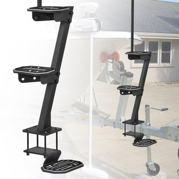 Boat Trailer Steps with Handrail, 500Lbs Capacity, 3 Mounting Angle Options for Boat Tongue Side Mount