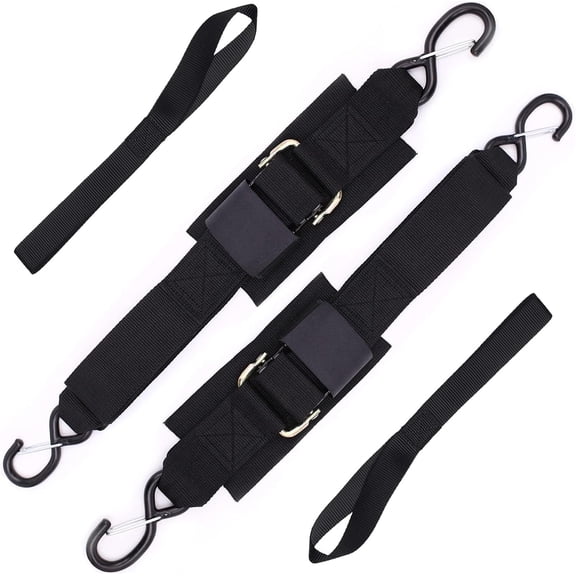 Boat Trailer Straps Transom Tie Down Straps with Latching Hooks and Soft Loop Accessories, Adjustable Safety Straps with Quick Release Buckle to Secure Transport Boat, Pontoon, Jet Ski, PWC