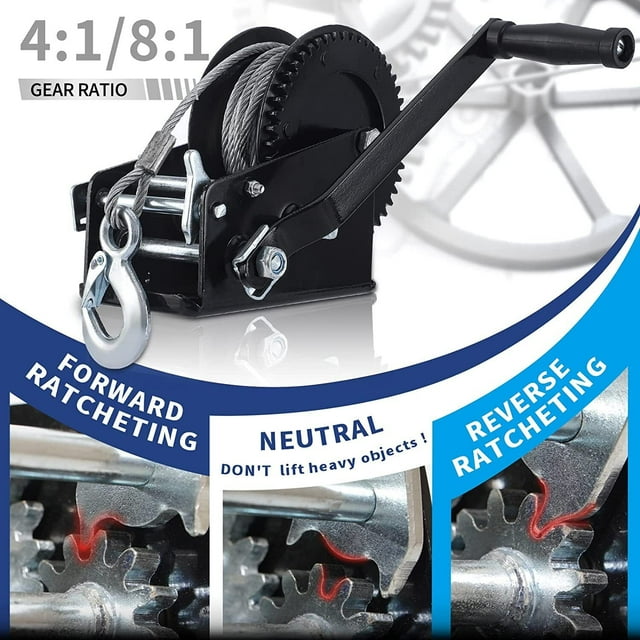 Boat Trailer Winch, Heavy Duty 3500 lbs Hand Winch with Cable Hand Winch for Boat Trailer