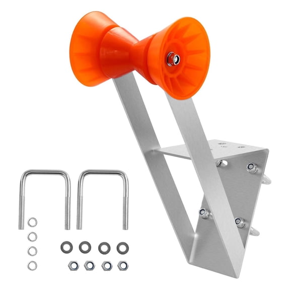 Boat Trailer Winch Stand - 2-3 Inch Winch Posts - Galvanized Steel Winch Mount with Orange Roller & U-Bolts - Jet Ski, Sailboat, Fishing Boat Compatible