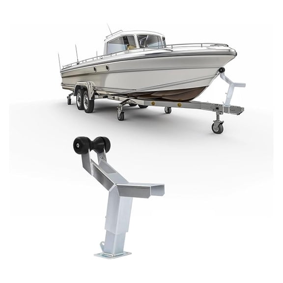 Boat Trailer Winch Stand w/Trailer Adjustable Height 100 mm Universal Boat Parts for Sailboats, Trailer, Jet Ski, Fishing Boats Steel Rubber Silvery Black Galvanized