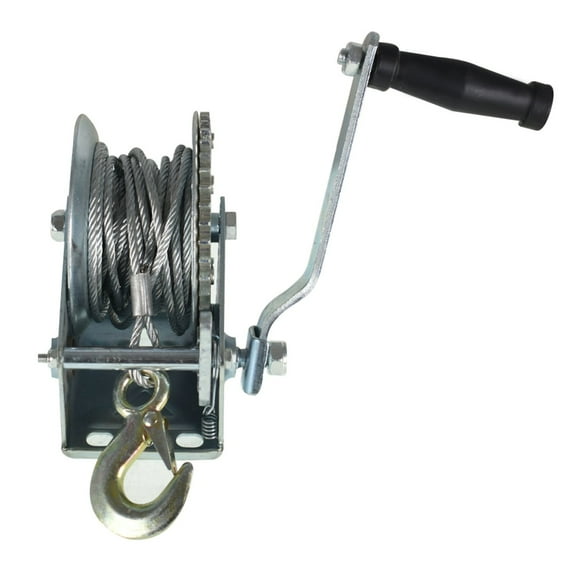 Boat Trailer Winch w/ 10m Steel Cable 1600lbs Force, Heavy Duty Crank Gear Winch with Hook