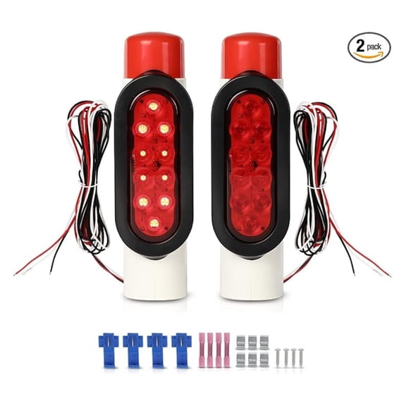 Boat Trailer -on Post Pipe Lights LED Compatible with Standard 2" PVC for ons Post Sealed Submersible Turn Brake Marker Reverse
