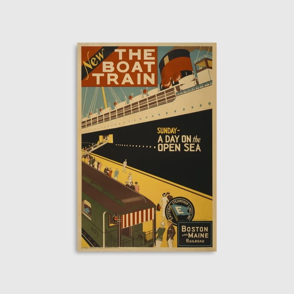 Boat Train Vintage Travel Art Vintage Poster , Poster Print Only ...