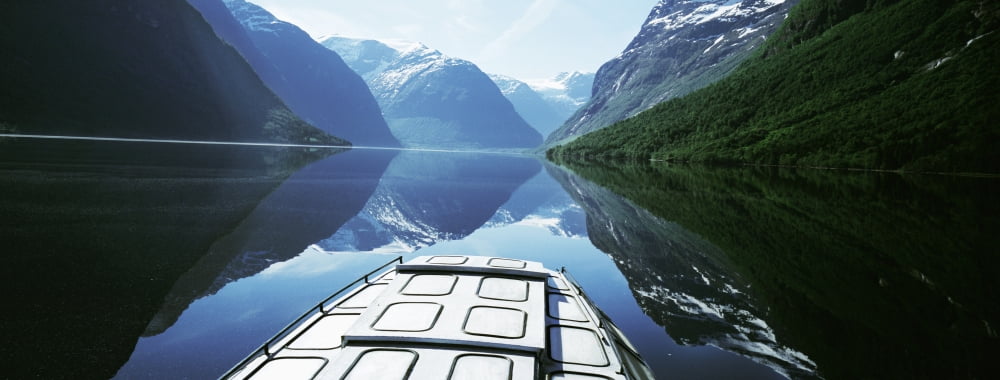 Boat Traveling Through Lavtn Lake Canvas Art - Chris Parker Design Pics (25 x 9)