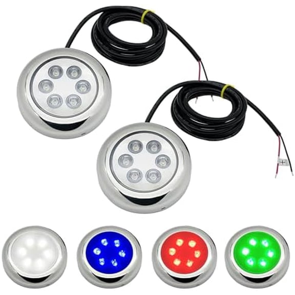 Boat Underwater Light - 3.5inch RGBW Submersible LED Marine Light with 316 Stainless Steel, Waterproof Led Boat Lighting for Fishing, Dock, Pontoon, Yacht, 12V/24V$$Watercraft
