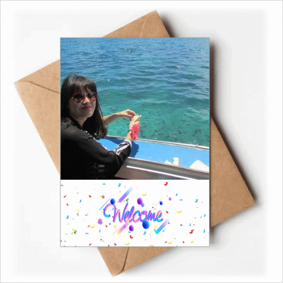 Boat Wave Sea Ellie Yao Beautiflu Girl Welcome Back Greeting Cards Envelopes Blank