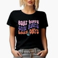 thumbnail image 1 of Boat Wave, Sun Rays, Lake Days, Retro Groovy Wavy Text Merch Gift, Black T-Shirt, Large, 1 of 5