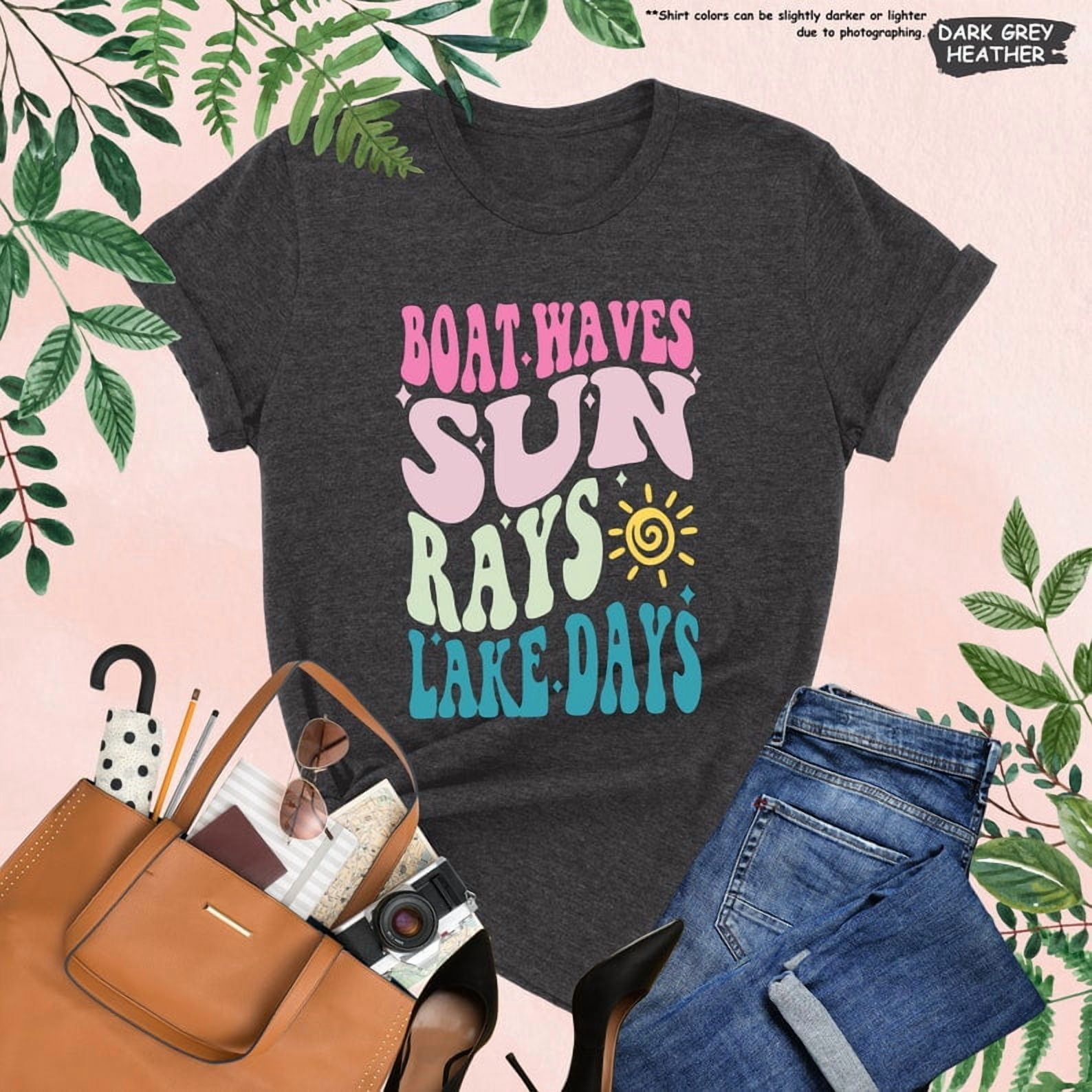 Boat Waves Sun Rays Lake Days T-Shirt - Walmart.com