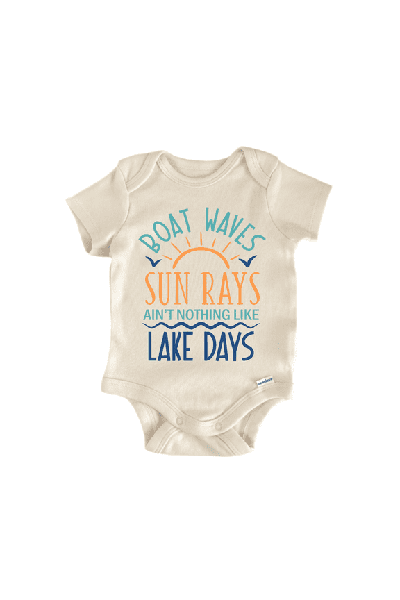 Boat Waves Sun Rays Lake Newborn Baby Bodysuit