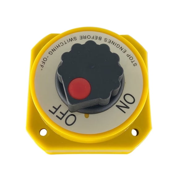 Boat Yellow Plastic 2 Positions Rotary Switch Panel Battery Disconnect Selector
