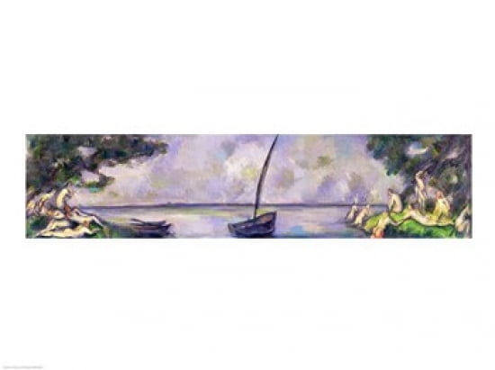 Boat and Bathers Canvas Art - Paul Cezanne (24 x 18)