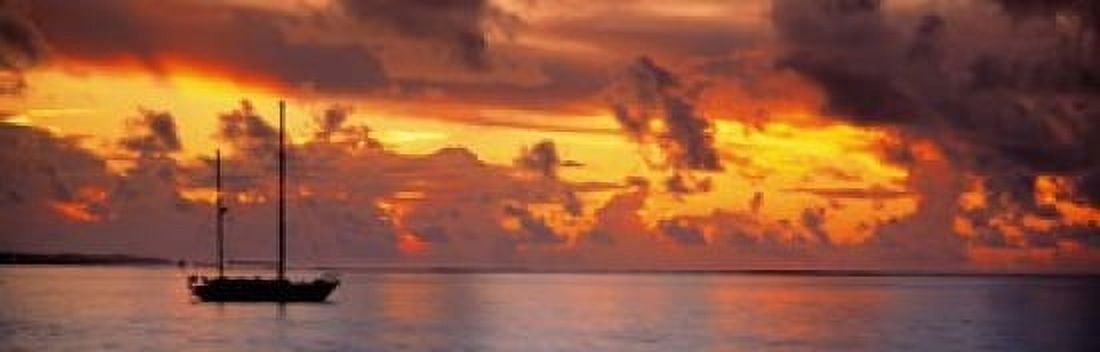 Boat at sunset Canvas Art - Panoramic Images (18 x 6)