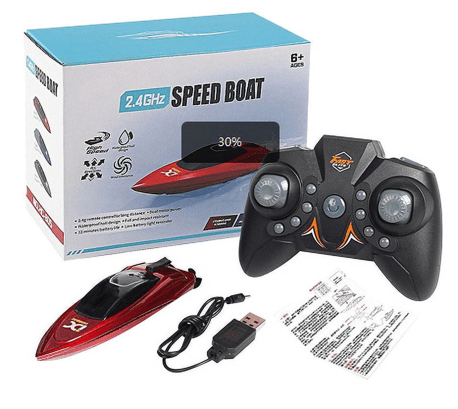 2 Pack RC Boats For Kids & Adults | Remote Control Boats With LED Lights, Waterproof, 40 Min Playtime