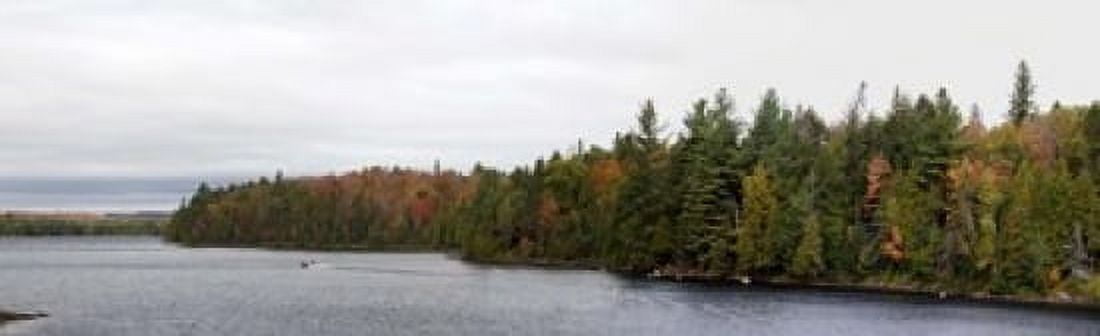 Boat in Canoe Lake Algonquin Provincial Park Ontario Canada Canvas Art - Panoramic Images (15 x 5)
