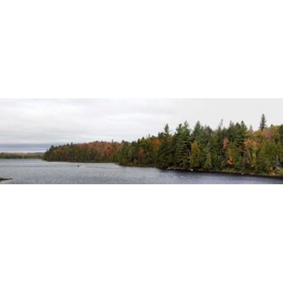 Boat in Canoe Lake Algonquin Provincial Park Ontario Canada Canvas Art - Panoramic Images (15 x 5)