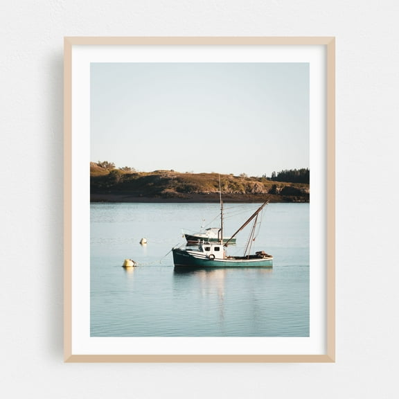 Boat in Lubec 02 - Lubec Maine Photography Oak Framed Wall Art Print 16 x 20 inches