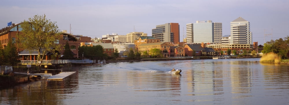 Boat in a river Delaware River Wilmington Delaware USA Canvas Art - Panoramic Images (36 x 12)